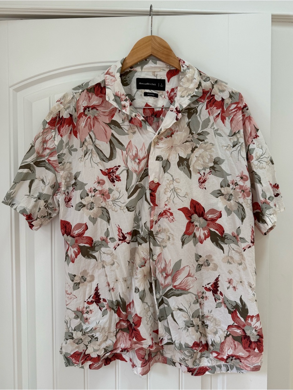 Abercrombie Mens Floral Button-Up Shirt- Large